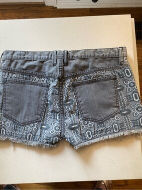 Current/Elliott Sample Gray Patchwork Boyfriend Denim Shorts 35 Waist